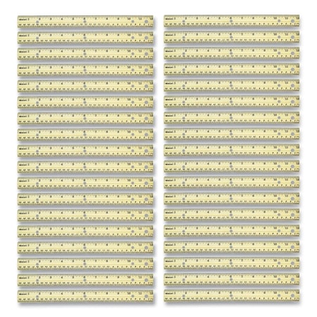 Officespace 12 in. Standard & Metric Three-Hole Punched Wood Ruler, Natural Wood, 36PK OF3743667